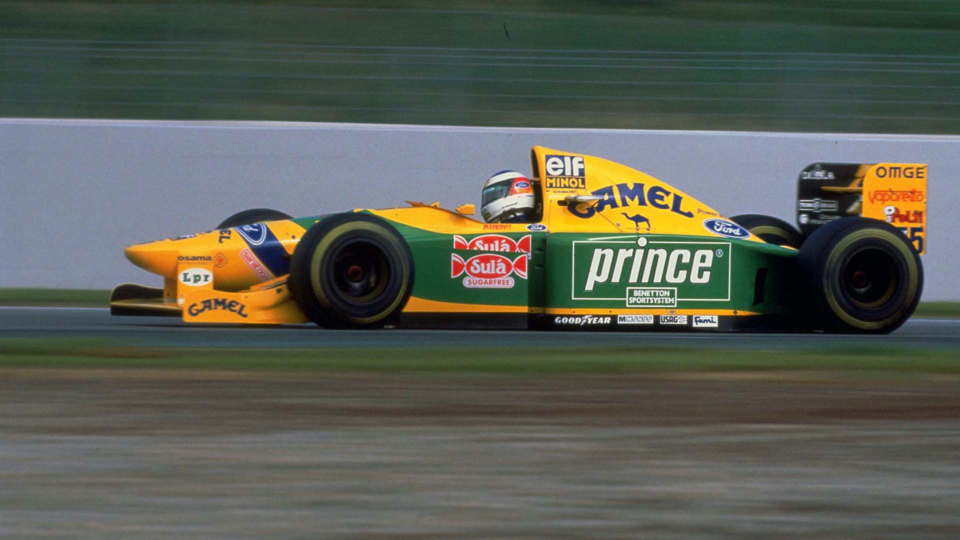 Spanish Grand Prix, Barcelona, Spain, 1993. Michael Schumacher at speed. CD#Motorsport5-8.